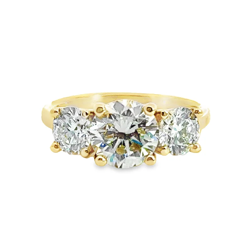 Lab Grown Diamond Yellow Gold Three Stone Engagement Ring