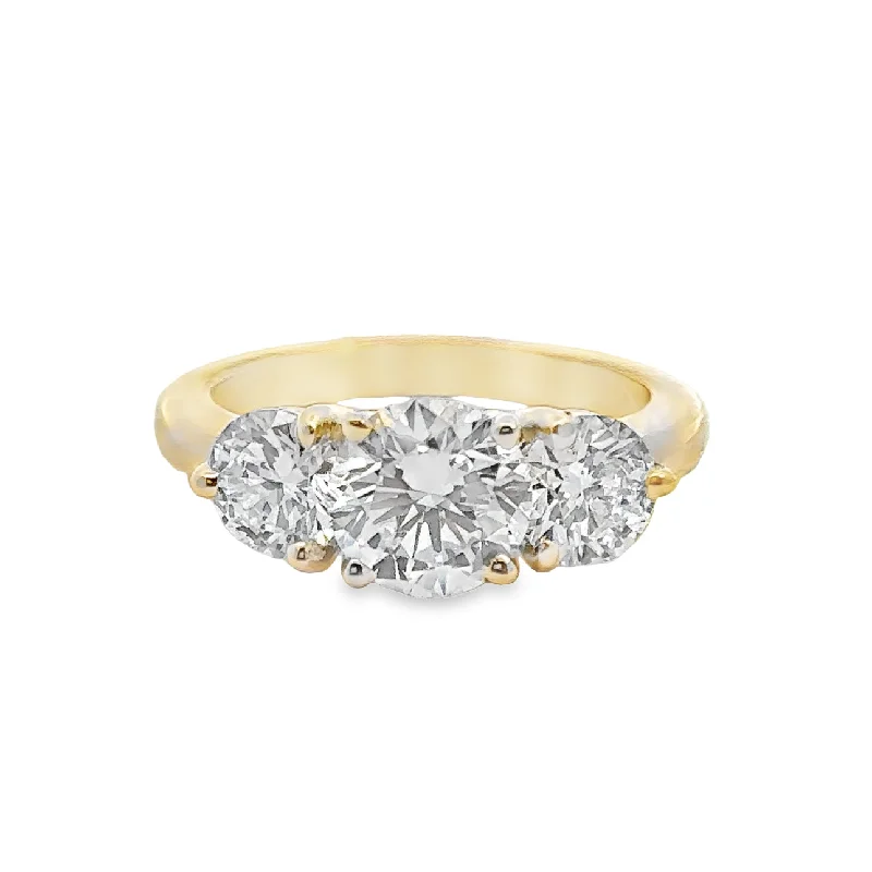 Lab Grown Diamond Yellow Gold Three Stone Engagement Ring