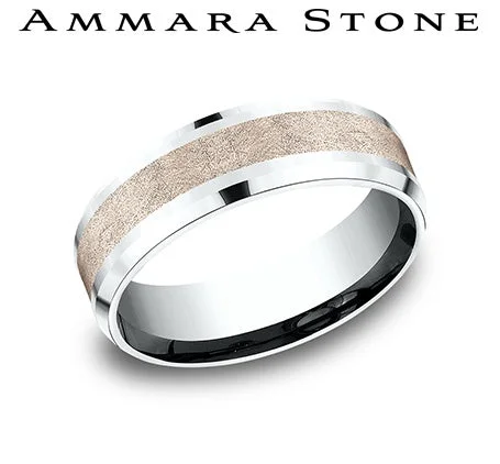 Benchmark White/Rose Gold Men's Wedding Band