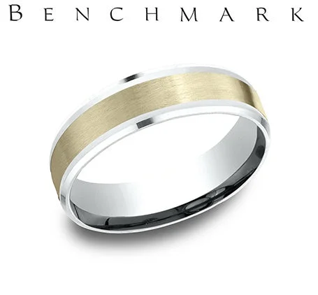 Benchmark White/Yellow Gold Men's Wedding Band