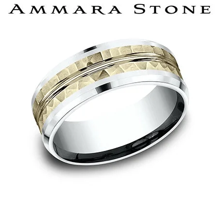 Benchmark White/Yellow Gold Men's Wedding Band