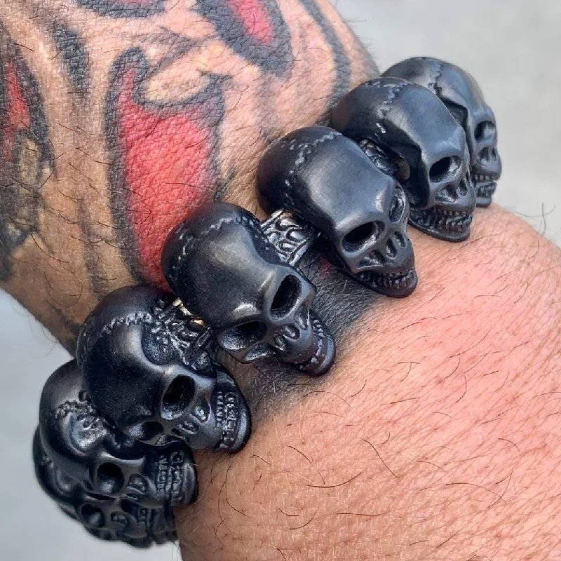 Black Hills - Skull Bracelet - Matte Black Skulls - B36