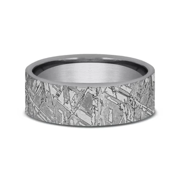 Grey Tantalum Meteorite Design Band