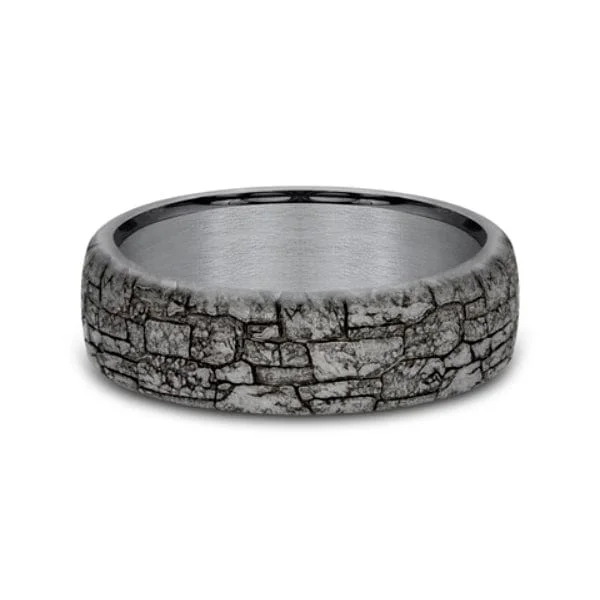 Grey Tantalum Stone Wall Design Band