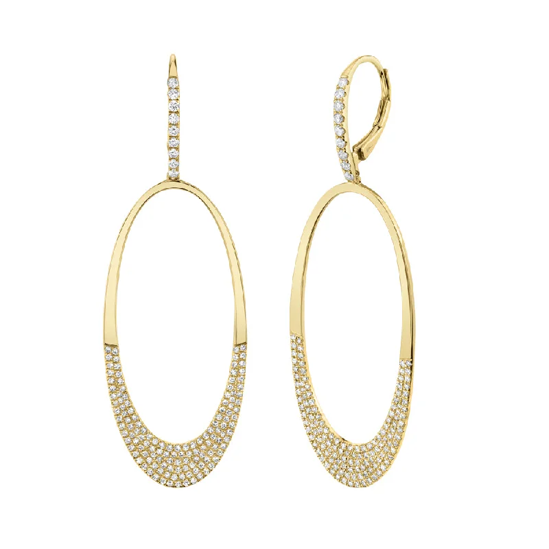 Shy Creation Yellow Gold Diamond Hoop Earrings