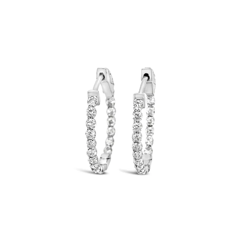 White Gold Inside Outside Diamond Hoop Earrings