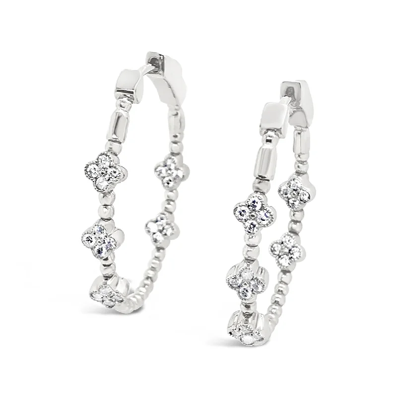 White Gold Inside Outside Diamond Hoop Earrings