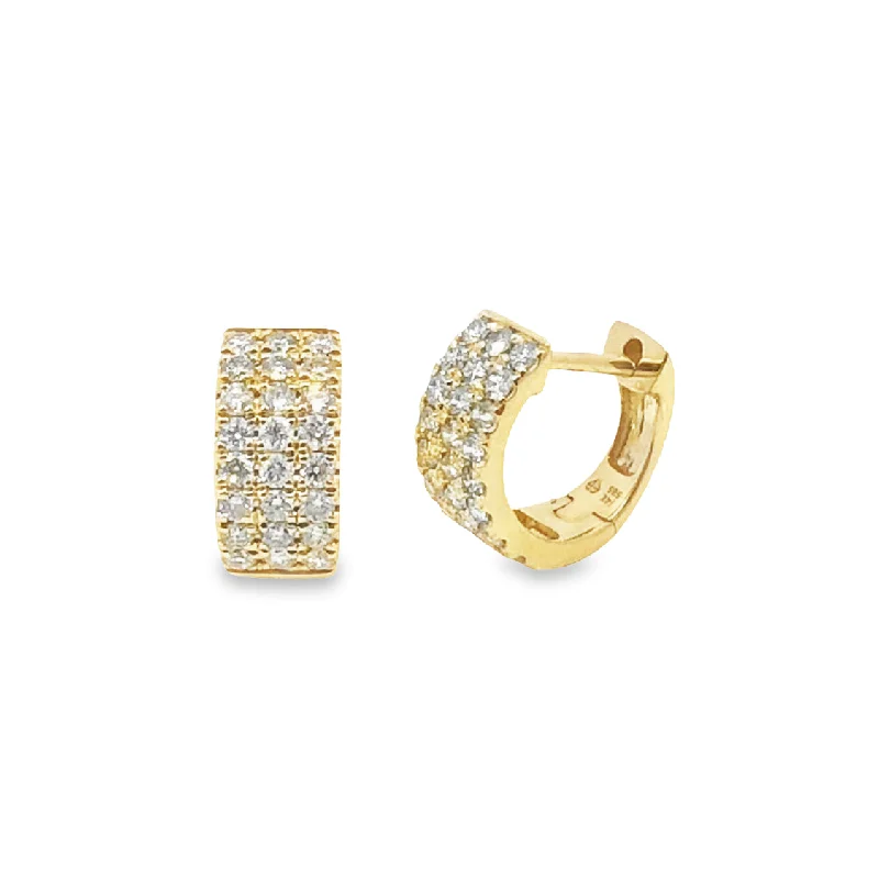 Yellow Gold Diamond Huggie Hoop Earrings