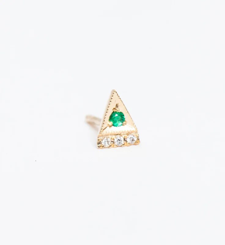 Emerald Deco Point Triangle Stud