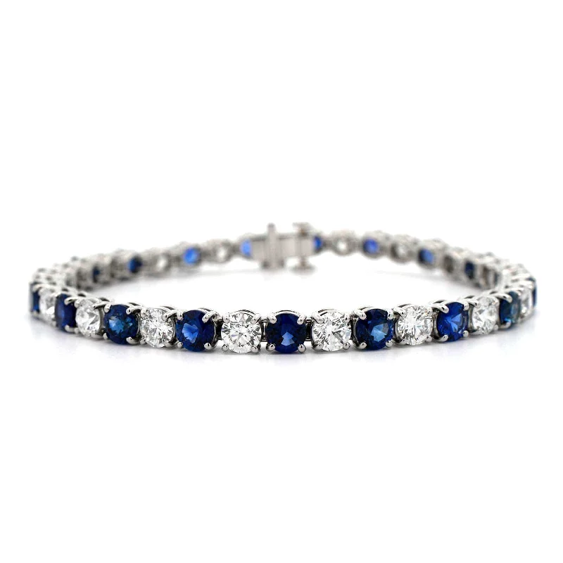 Platinum Sapphire and Diamond Tennis Bracelet