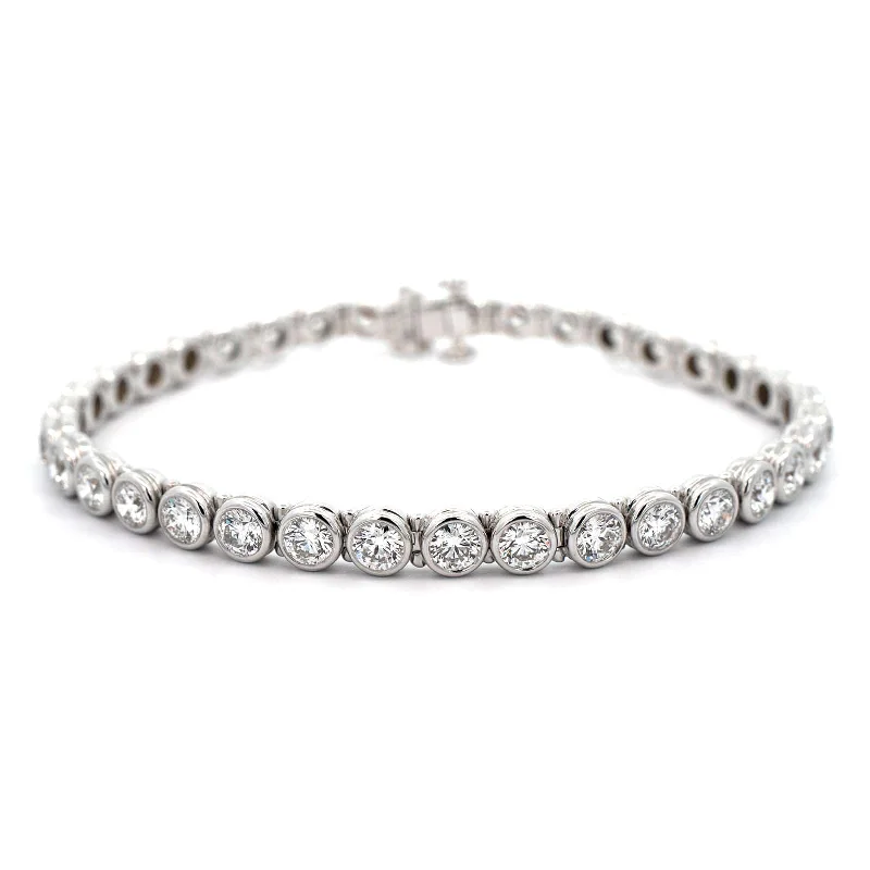 18K White Gold Bezel Set Diamond Tennis Bracelet